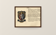 
Cargar imagen en el visor de la galería, Sample Last Name Origin PDF printed and framed — Rossi surname history pack — digital download, print at home — Herald Lab