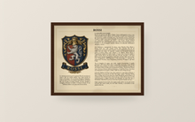 
Charger l'image dans la galerie, Sample Last Name Origin PDF printed and framed — Rossi surname history pack — digital download, print at home — Herald Lab
