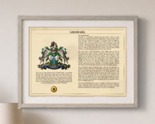 
Charger l'image dans la galerie, Framed Personalized Surname Coat of Arms Print with Family History Research