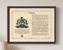
Charger l'image dans la galerie, Framed Personalized Surname Coat of Arms Print with Family History Research