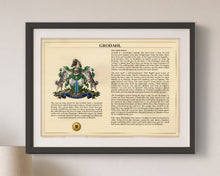 
Charger l'image dans la galerie, Framed Personalized Surname Coat of Arms Print with Family History Research
