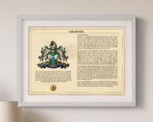 
Charger l'image dans la galerie, Framed Personalized Surname Coat of Arms Print with Family History Research