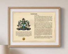 
Charger l'image dans la galerie, Framed Personalized Surname Coat of Arms Print with Family History Research