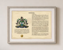 
Charger l'image dans la galerie, Framed Personalized Surname Coat of Arms Print with Family History Research