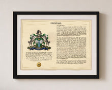
Charger l'image dans la galerie, Framed Personalized Surname Coat of Arms Print with Family History Research