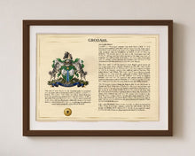 
Charger l'image dans la galerie, Framed Personalized Surname Coat of Arms Print with Family History Research