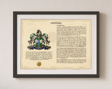 
Charger l'image dans la galerie, Framed Personalized Surname Coat of Arms Print with Family History Research