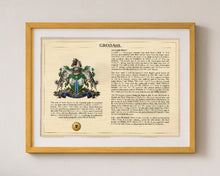 
Charger l'image dans la galerie, Framed Personalized Surname Coat of Arms Print with Family History Research