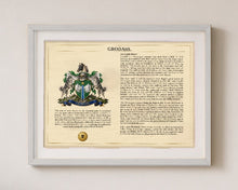 
Charger l'image dans la galerie, Framed Personalized Surname Coat of Arms Print with Family History Research