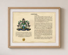 
Charger l'image dans la galerie, Framed Personalized Surname Coat of Arms Print with Family History Research