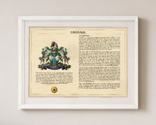
Charger l'image dans la galerie, Framed Personalized Surname Coat of Arms Print with Family History Research