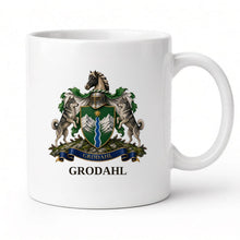 
Charger l'image dans la galerie, White 11oz mug with the Grodahl coat of arms and surname (illustrative mockup)