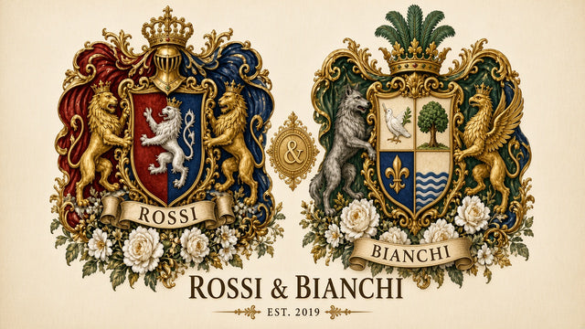 Exemple PDF Double blason pour deux noms — mise en page cadeau de mariage