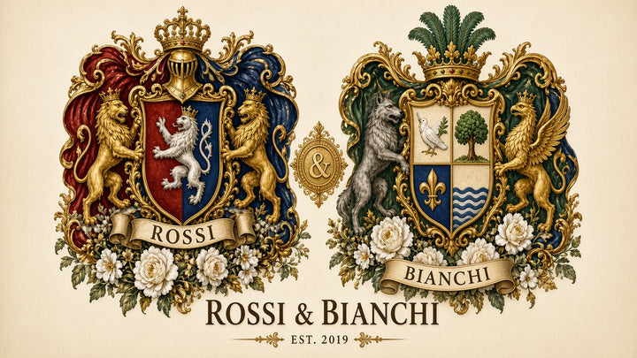 Exemple PDF Double blason pour deux noms — mise en page cadeau de mariage