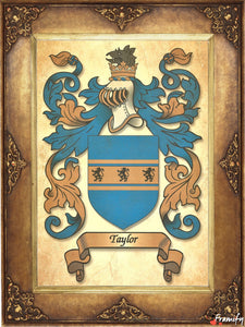 Authentic Family Coat of Arms full color - Size:  11" x 8.5"   CM 21.5 x 28