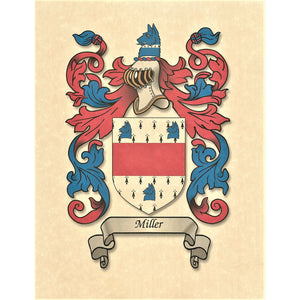 Authentic Family Coat of Arms full color - Size:  11" x 8.5"   CM 21.5 x 28