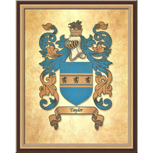 Load image into Gallery viewer, Authentic Family Coat of Arms full color - Size:  11&quot; x 8.5&quot;   CM 21.5 x 28