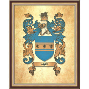 Authentic Family Coat of Arms full color - Size:  11" x 8.5"   CM 21.5 x 28