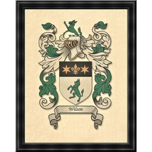 Authentic Family Coat of Arms full color - Size:  11" x 8.5"   CM 21.5 x 28